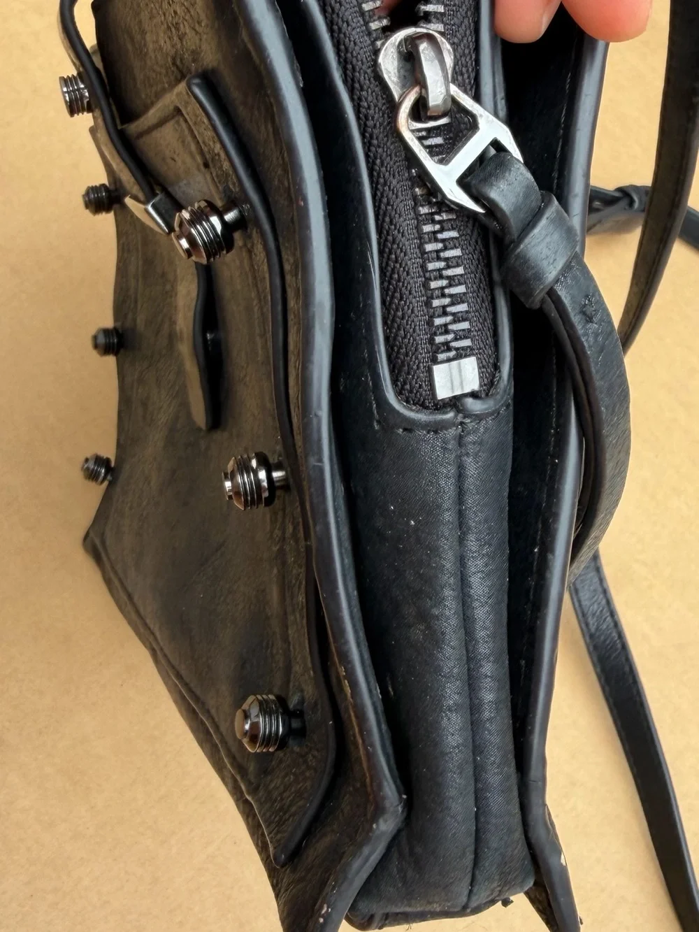 Botkier New York Black Leather Crossbody Bag Studded Y2K